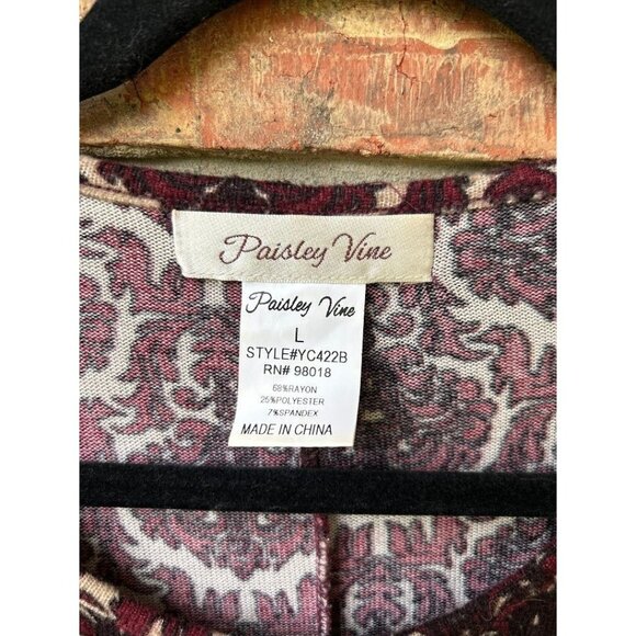 Paisley Vine Women's L Boho Chic Dress Rayon/Polyester/Spandex Floral Long Sleev - Picture 3 of 7